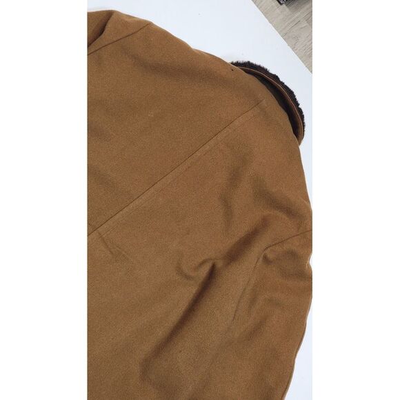 Vtg Mens Sir Pendleton Wool Coat Faux Fur lining‎ Rust Brown Small Hole See Pics - Picture 13 of 15